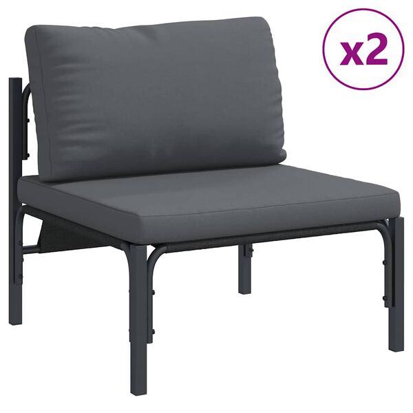 vidaXL Garten-Sofa-Set mit Kissen 7 pcs Anthrazit Stahl & Gewebe