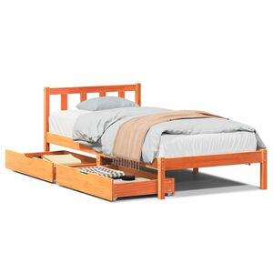 vidaXL Massivholzbett ohne Matratze Wachsbraun 90x190 cm Kiefernholz