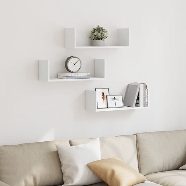 vidaXL Wandregale 3 Stk. Wei&szlig; 58x18x18 cm Holzwerkstoff
