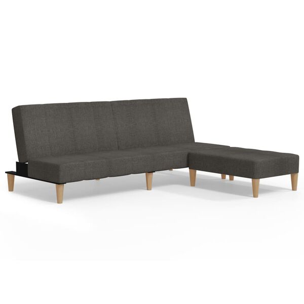 vidaXL Schlafsofa 2-Sitzer mit Hocker Dunkelgrau Stoff