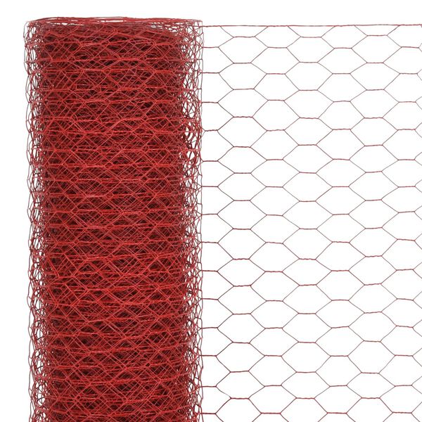 vidaXL Drahtzaun Stahl mit PVC-Beschichtung 25x0,5 m Rot