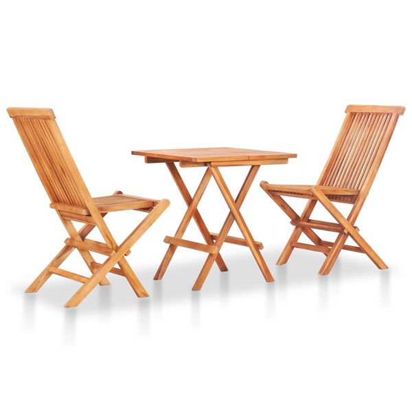 vidaXL 3-tlg. Bistro-Set mit Hellgr&uuml;nen Kissen Massivholz Teak