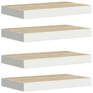 vidaXL Schweberegale 4 Stk. Eichen-Optik und Wei&szlig; 40x23x3,8 cm MDF