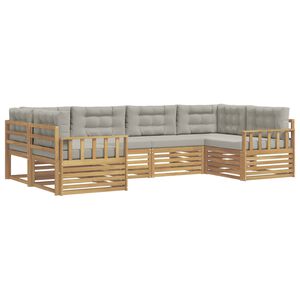 vidaXL Outdoor-Sofagarnitur 6 stk. Wei&szlig; und Hellgrau Massivholz Akazie