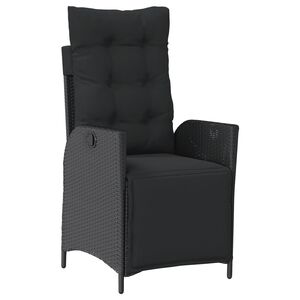 vidaXL Gartensessel mit Fu&szlig;teil Verstellbar Schwarz Poly Rattan