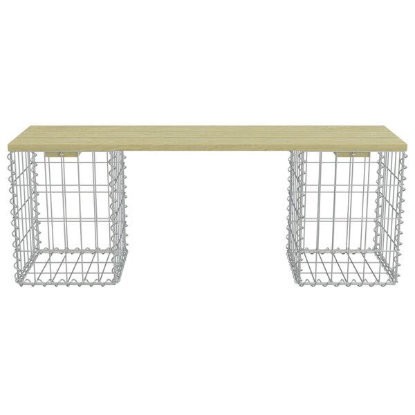 vidaXL Gabionen-Bank 120 cm Verzinkter Stahl und Kiefernholz