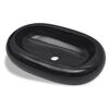 vidaXL Keramik Waschbecken schwarz oval