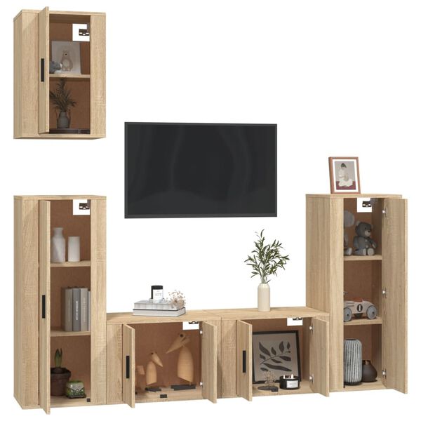 vidaXL 5-tlg. TV-Schrank-Set Sonoma-Eiche Holzwerkstoff