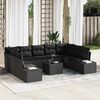 vidaXL Gartensofa-set mit Kissen 10 pcs Schwarz Poly-Rattan