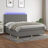 vidaXL Boxspringbett mit Matratze & LED Dunkelgrau 160x200 cm Stoff
