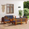 vidaXL 5-tlg. Garten-Lounge-Set mit Dunkelgrauen Kissen Massivholz