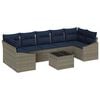 vidaXL Sofa Set mit Kissen 8 pcs Grau und Marineblau Poly-Rattan
