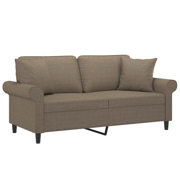 vidaXL 2-Sitzer-Sofa mit Kissen Taupe 140 cm Stoff