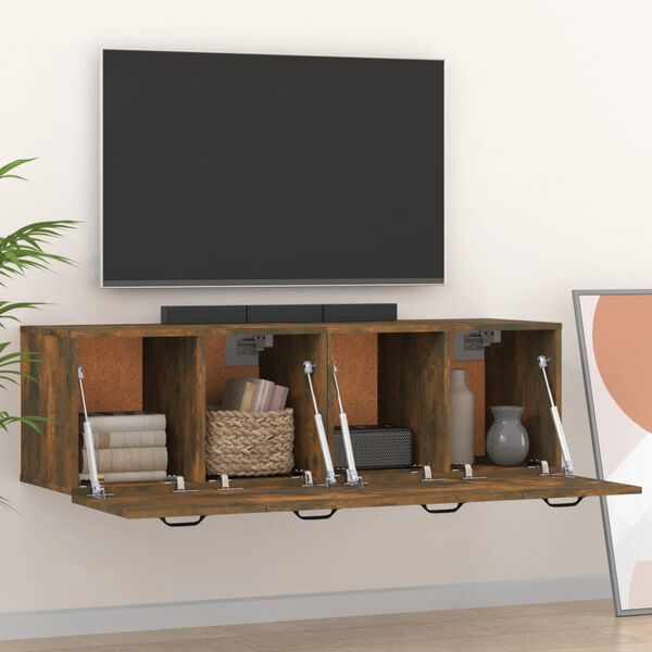 vidaXL Wandschr&auml;nke 2 Stk. R&auml;uchereiche 80x35x36,5 cm Holzwerkstoff