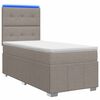 vidaXL LED Boxspringbett mit Matratze Taupe 90 x 200 cm Stoff