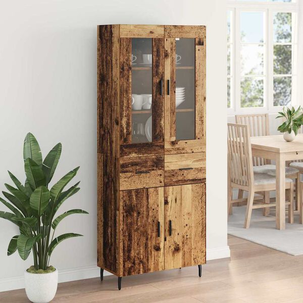 vidaXL Highboard mit Schubladen 2 pcs Altholz Holzwerkstoff