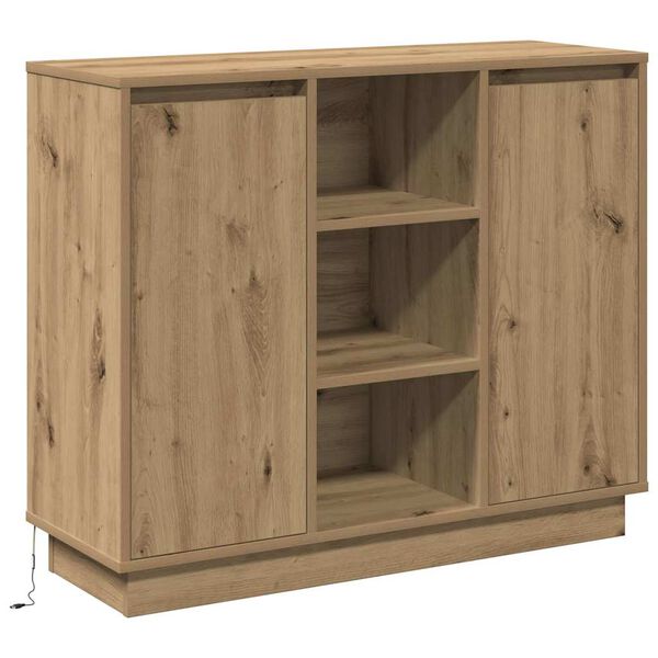 vidaXL LED-Sideboard Artisan-Eiche 90 x 32 x 75 cm Holzwerkstoff