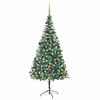 vidaXL K&uuml;nstlicher Weihnachtsbaum mit Beleuchtung Kugeln Zapfen 210 cm