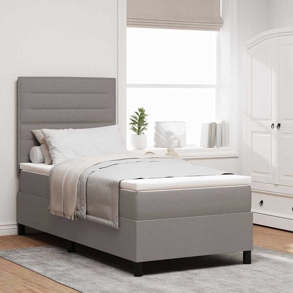 vidaXL Boxspringbett mit Matratze mit LED Taupe 90 x 190 cm Stoff