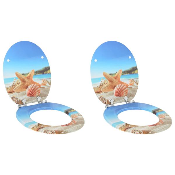 vidaXL Toilettensitz 2 pcs Meeres Muschel 44 x 38 cm MDF-Platte