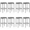 vidaXL 9-tlg. Gartenbar-Set mit Kissen Grau Poly Rattan