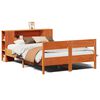 vidaXL Massivholzbett mit Regal ohne Matratze Wachsbraun 135x190 cm