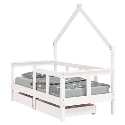 vidaXL Kinderbett mit Schubladen Weiß 70x140 cm Massivholz Kiefer