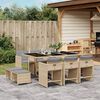 vidaXL 11-tlg. Garten-Essgruppe mit Kissen Beigemischung Poly Rattan