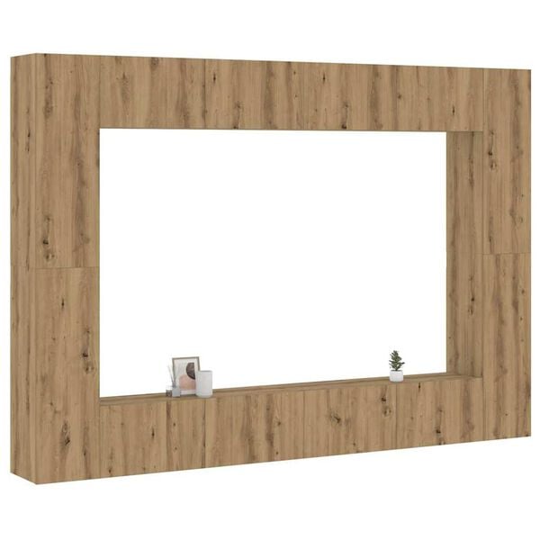 vidaXL 8-tlg. TV-Schrank-Set Wandmontage Artisan-Eiche Holzwerkstoff