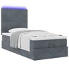 vidaXL Ottoman-Bett mit Matratzen & LEDs Dunkelgrau 90x200 cm Samt