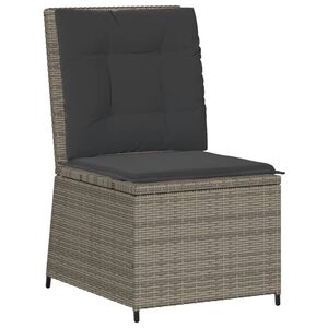vidaXL Gartensessel mit Liegefunktion und Kissen Grau Poly Rattan