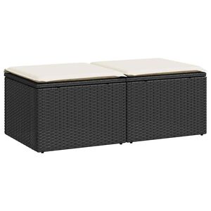 vidaXL 2-tlg. Garten-Sofagarnitur mit Kissen Schwarz Poly Rattan