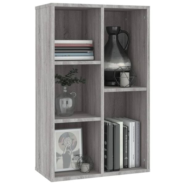 vidaXL Bücherregal/Sideboard Grau Sonoma 50x25x80 cm Holzwerkstoff
