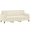 vidaXL 3-Sitzer-Sofa mit Zierkissen Creme 180 cm Samt