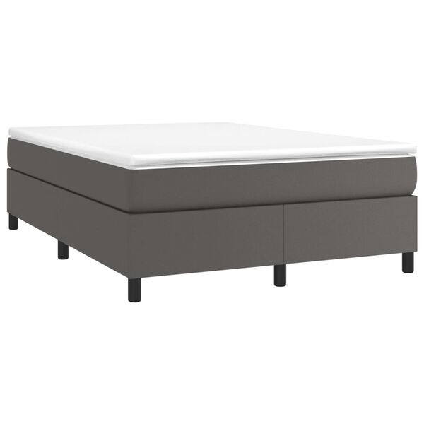 vidaXL Boxspringbett mit Matratze Grau 140x190 cm Kunstleder