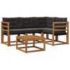 vidaXL Outdoor-Sofagarnitur mit Kissen 5 pcs Nat&uuml;rlich und Schwarz