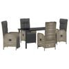 vidaXL Garten Essgruppe 5 stk. Grau Poly-Rattan