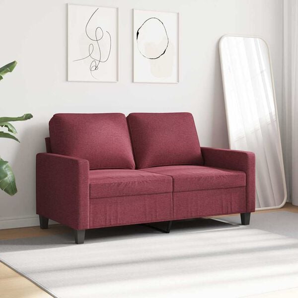 vidaXL 2-Sitzer-Sofa Weinrot 120 cm Stoff