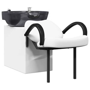 vidaXL Shampoo Stuhl Wei&szlig; und Schwarz 136 x 60 x 92 cm PVC