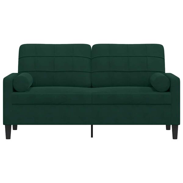 vidaXL 2-Sitzer-Sofa mit Zierkissen Dunkelgr&uuml;n 140 cm Samt