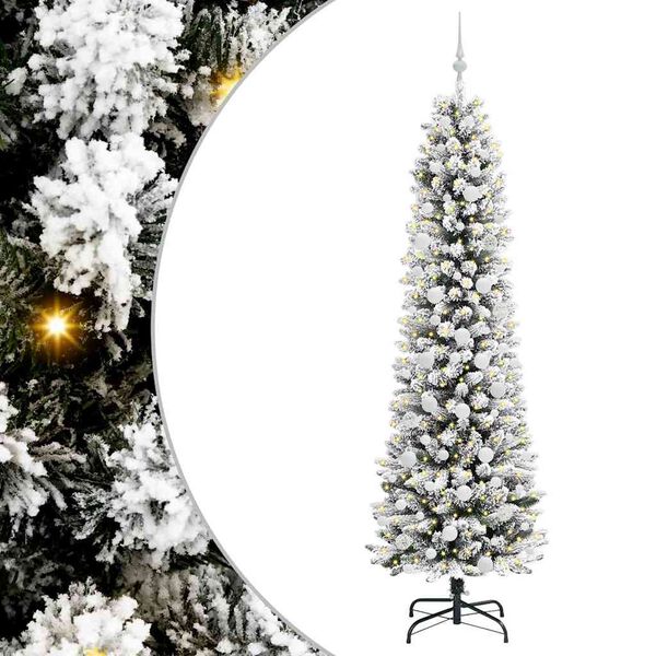 vidaXL K&uuml;nstlicher Weihnachtsbaum mit 300 LEDs mit St&auml;nder Wei&szlig; 210 cm