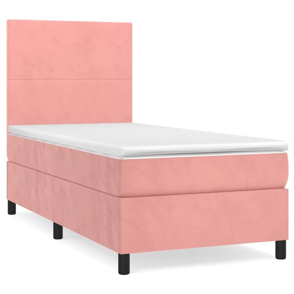 vidaXL Boxspringbett mit Matratze Rosa 90x190 cm Samt