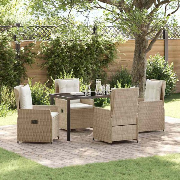 vidaXL Garten Essgruppe 5 pcs Beige und Hellgrau Poly-Rattan