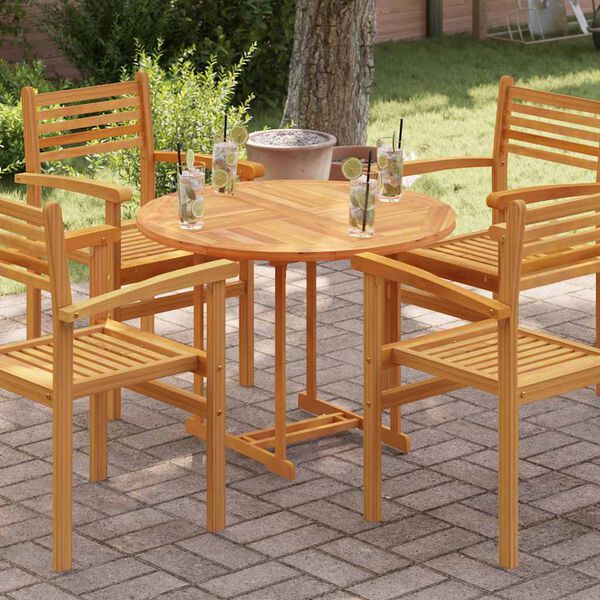 vidaXL Tischplatte Massivholz Teak Rund 2,5 cm 90 cm