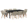 vidaXL Garten Essgruppe mit Kissen 9 pcs Hellgrau Poly-Rattan