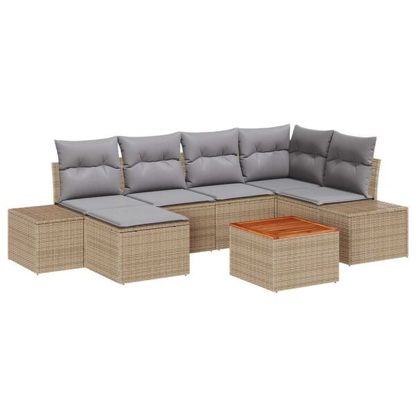 vidaXL Garten-Sofa-Set 7 pcs Beige und Hellgrau
