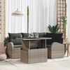 vidaXL Garten-Sofa-Set mit Kissen 5 pcs Grau Poly Rattan
