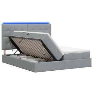 vidaXL LED-Speicherbett mit Matratze Hellgrau 180 x 200 cm Stoff