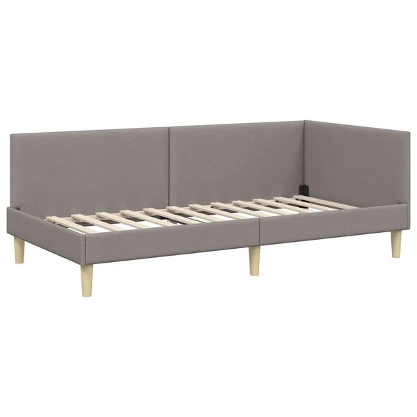 vidaXL Eckbettgestell mit Kopfteil Taupe 90 cm x 190 cm Samt