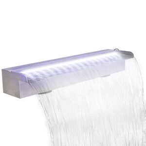 vidaXL Pool-Wasserfall Font&auml;ne mit LEDs Rechteckig Edelstahl 60 cm